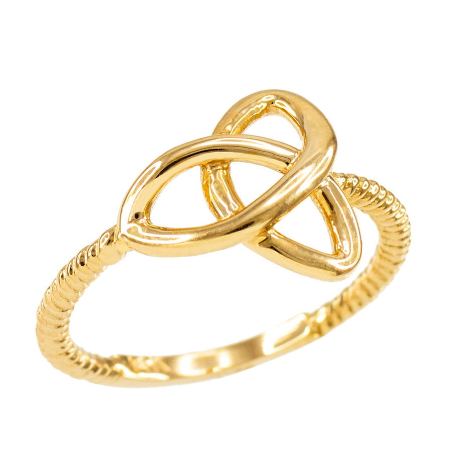 Gold Irish Celtic Trinity Knot Rope Ring (Available in Yellow/Rose/White Gold)