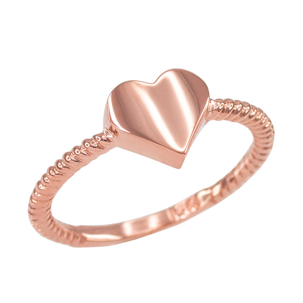 Gold Heart Rope Band Ring (Available in Yellow/Rose/White Gold)