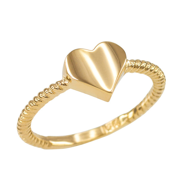 Gold Heart Rope Band Ring (Available in Yellow/Rose/White Gold)