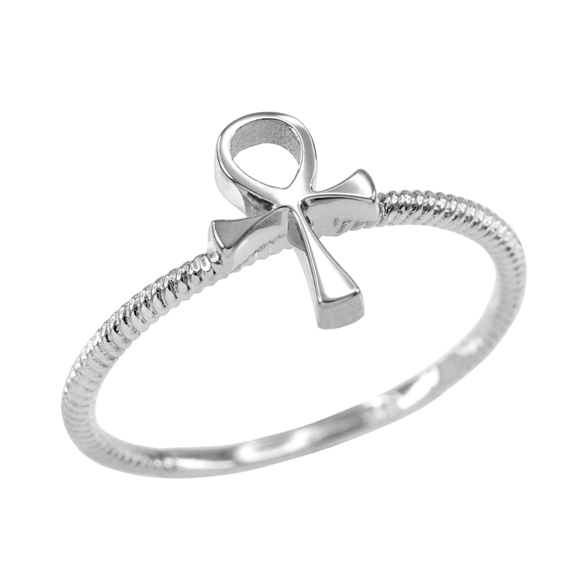 Dainty Gold Egyptian Ankh Cross Ring (Available in Yellow/Rose/White Gold)