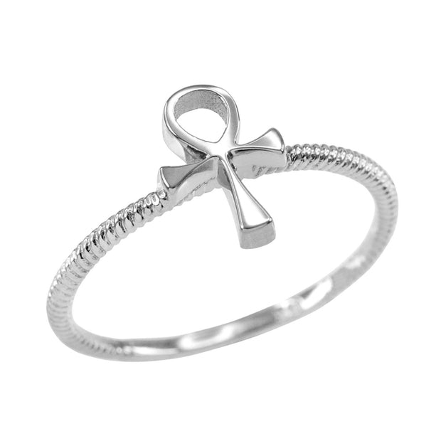 Dainty Gold Egyptian Ankh Cross Ring (Available in Yellow/Rose/White Gold)