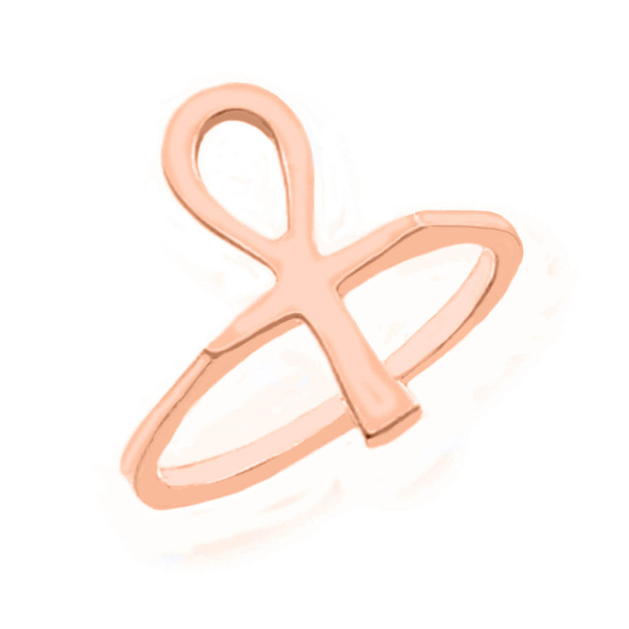 Gold Ankh Egyptian Cross Ring(Available in Yellow/Rose/White Gold)