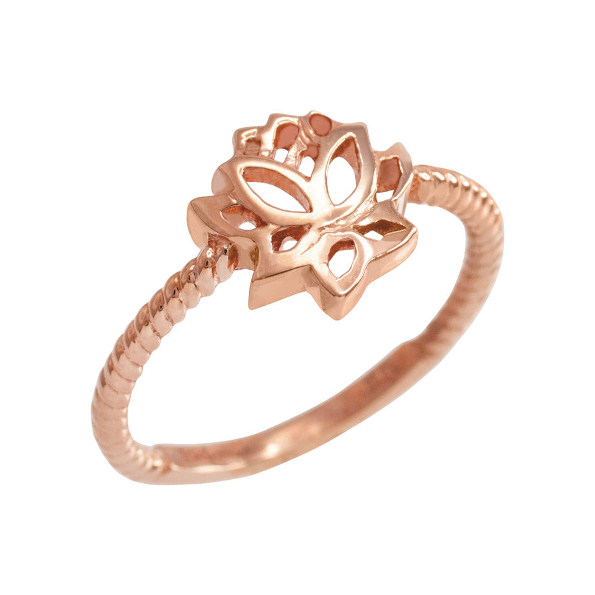 Gold Beaded Lotus Flower Ring (Available in Yellow/Rose/White Gold)