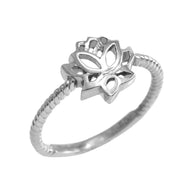 Gold Beaded Lotus Flower Ring (Available in Yellow/Rose/White Gold)