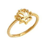Gold Beaded Lotus Flower Ring (Available in Yellow/Rose/White Gold)