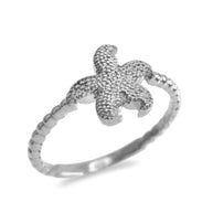 Gold Textured Starfish Beaded Ring (Available in Yellow/Rose/White Gold)