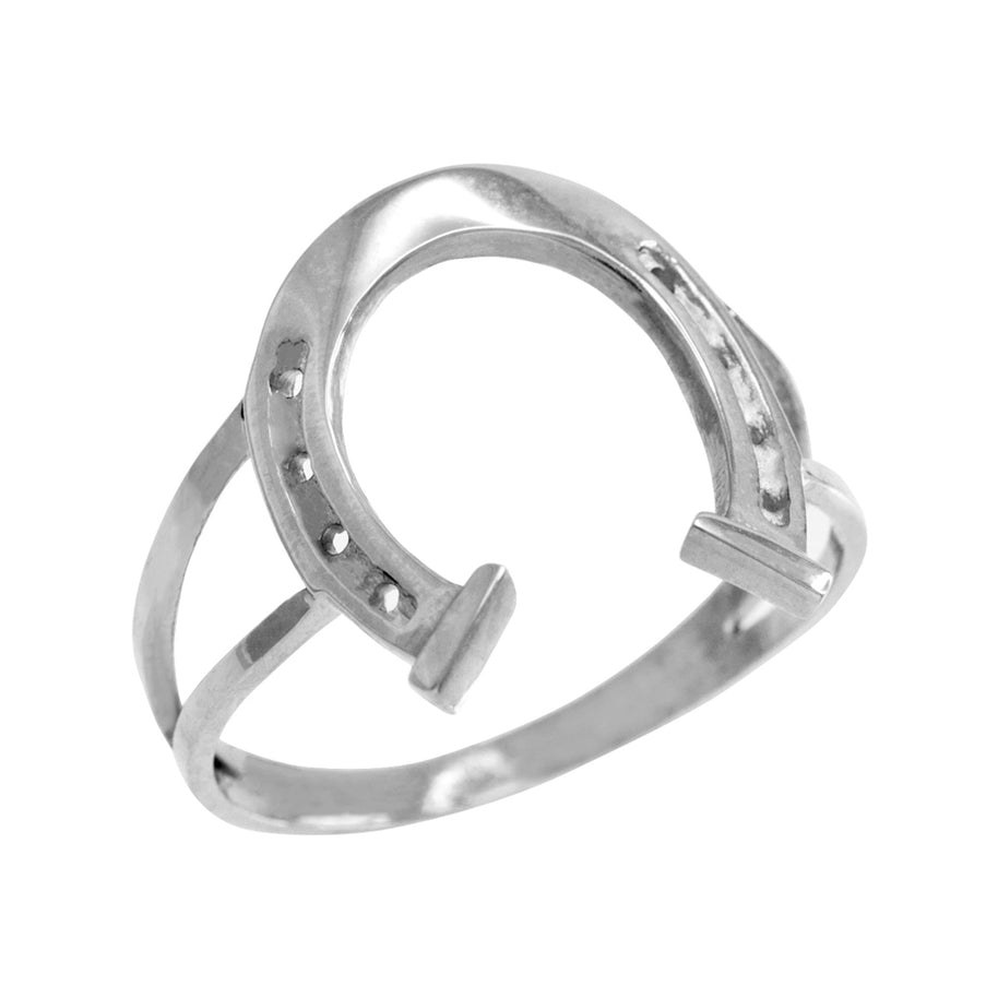 .925 Sterling Silver Horseshoe Lucky Ring