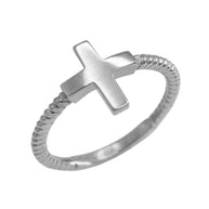 Gold Religious Cross Rope Ring (Available in Yellow/Rose/White Gold)