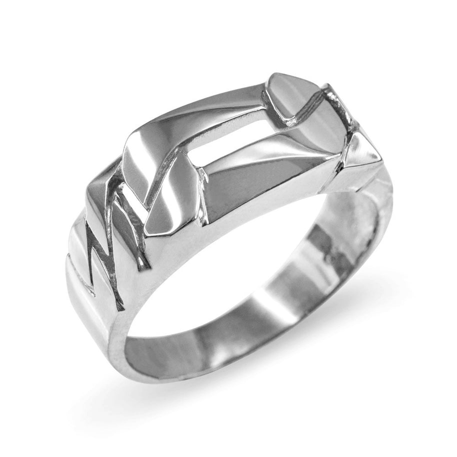 Men's Gold Figaro Chain Link Ring (Available in Yellow Gold, Rose Gold, White Gold)