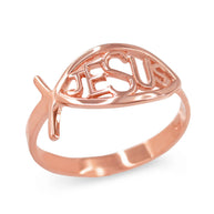 Gold Christian Ichthus Jesus Ring (Available in Yellow/Rose/White Gold)