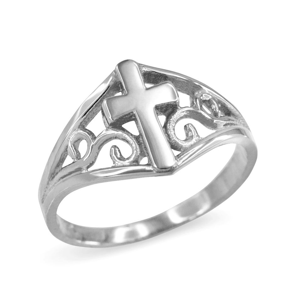 Gold Cross Filigree Ring (Available in Yellow/Rose/White Gold)
