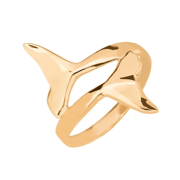 Gold Dolphin Tail Double Wrap Ring (Available in Yellow/Rose/White Gold)