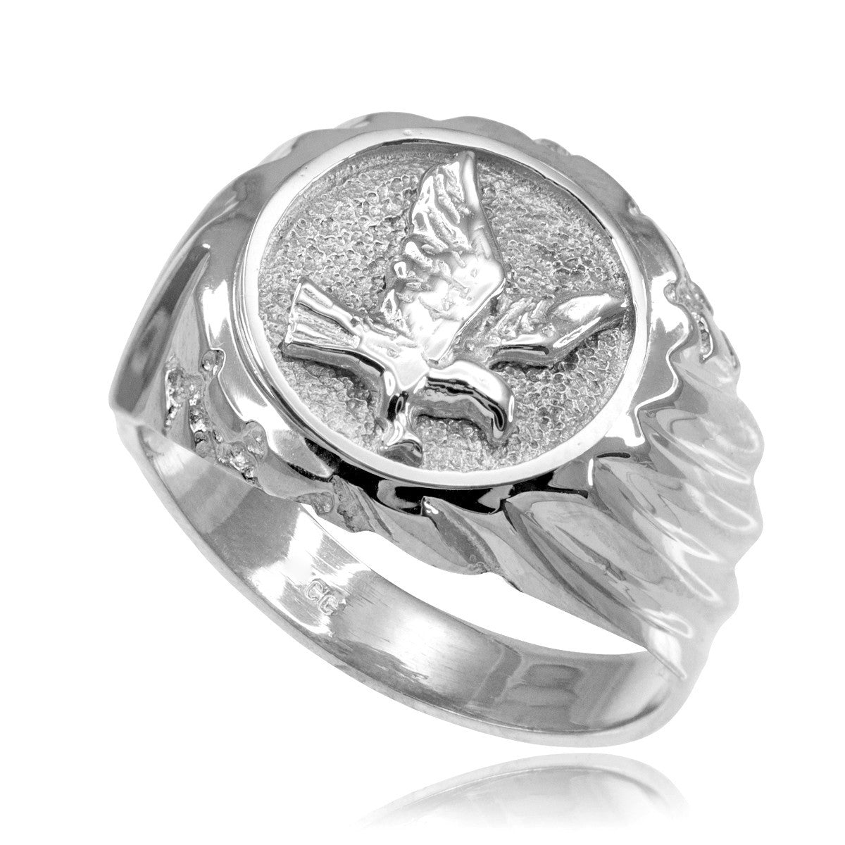 Two-Tone Gold American Eagle Signet Ring (Available in Two-Tone/Yellow/Rose/White Gold)