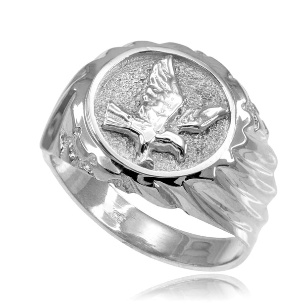 .925 Sterling Silver American Eagle Signet Ring