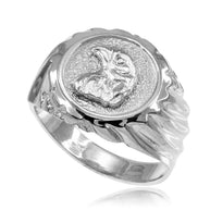 .925 Sterling Silver Eagle Head Men's Ring
