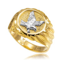 Two-Tone Gold American Eagle Signet Ring (Available in Two-Tone/Yellow/Rose/White Gold)