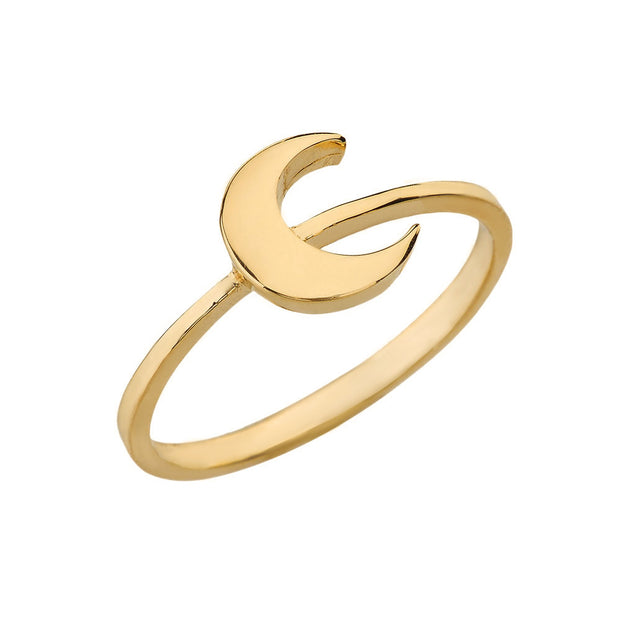 Solid Gold Moon Stackable Ring (Available in Yellow/Rose/White Gold)