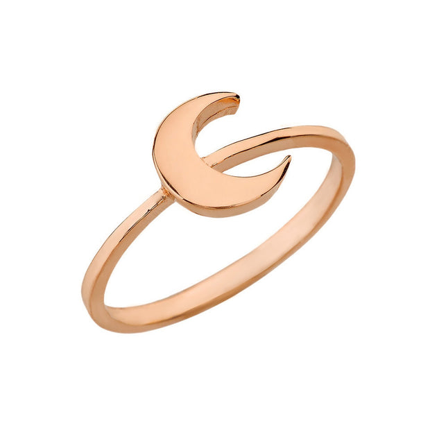 Solid Gold Moon Stackable Ring (Available in Yellow/Rose/White Gold)
