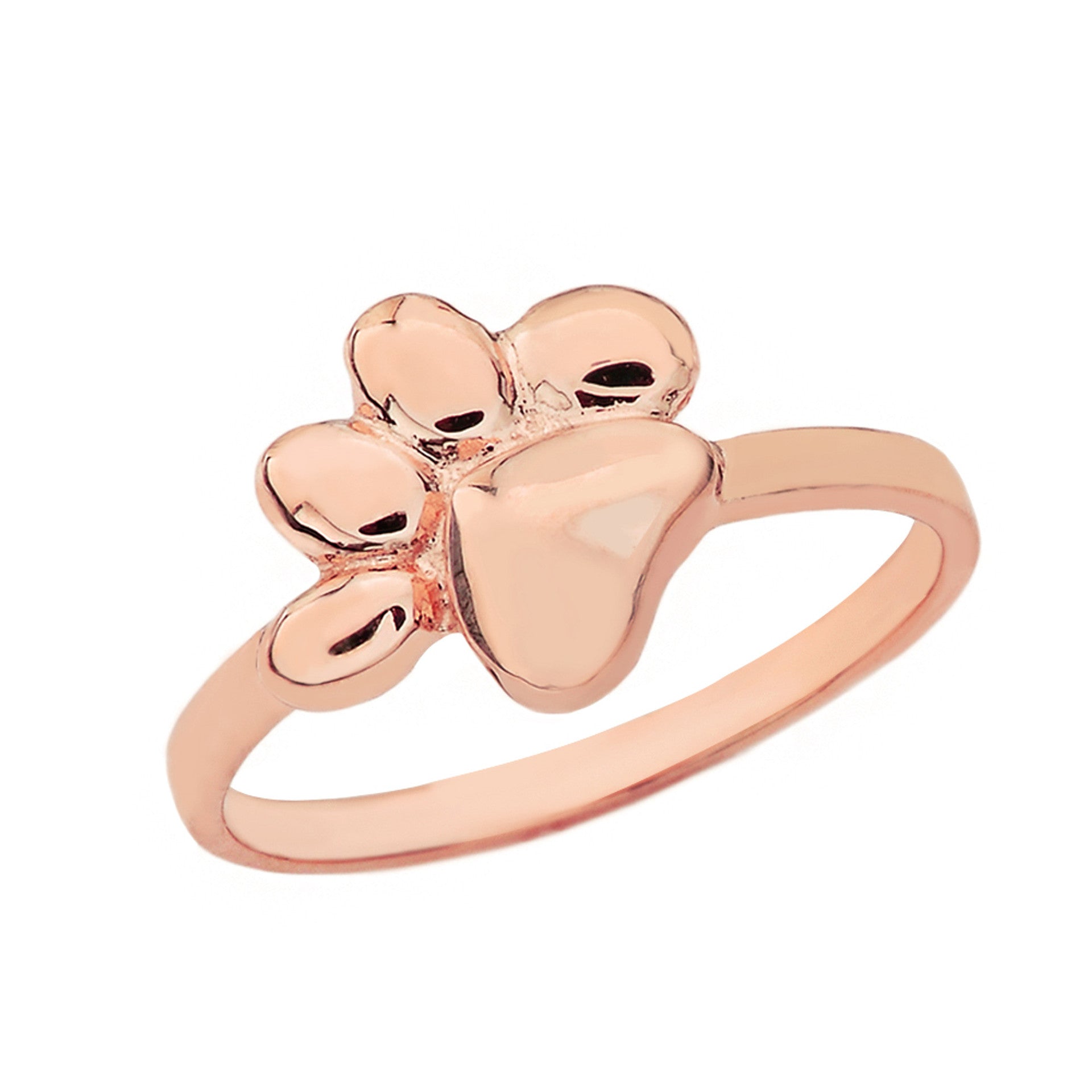 Gold Pet Dog Paw Print Ring (Available in Yellow/Rose/White Gold)