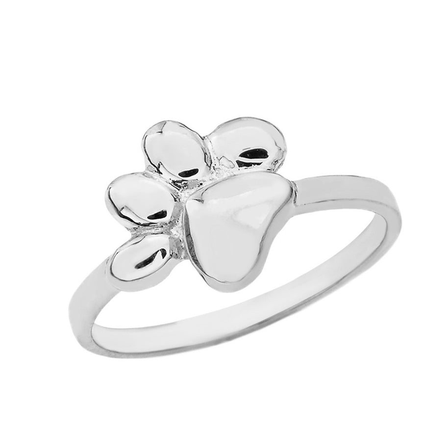 Gold Pet Dog Paw Print Ring (Available in Yellow/Rose/White Gold)