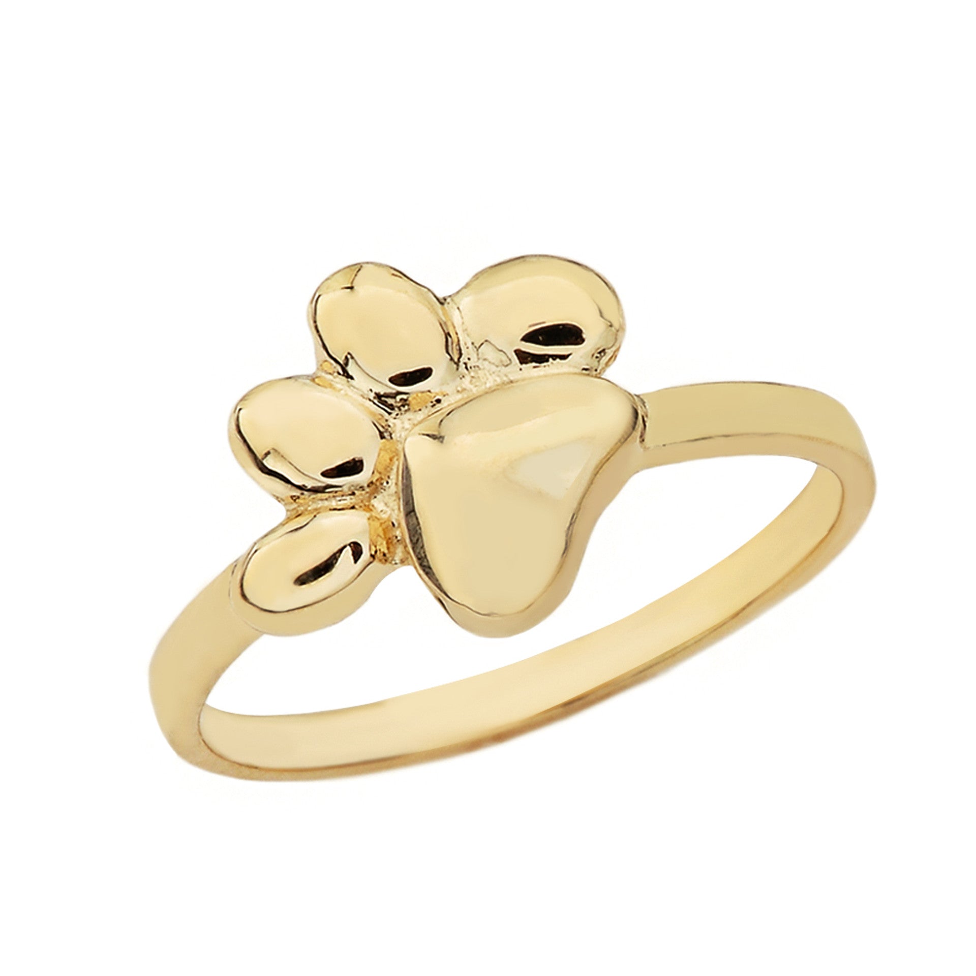 Gold Pet Dog Paw Print Ring (Available in Yellow/Rose/White Gold)