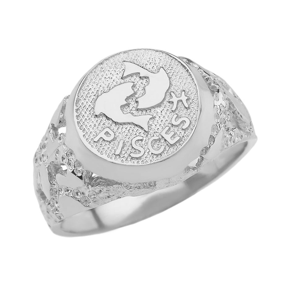 .925 Sterling Silver Custom Zodiac Sign Nugget Signet Ring