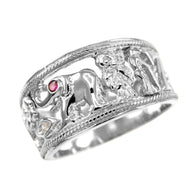 Silver Red CZ Lucky Ring