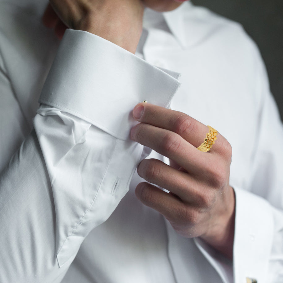 Gold Men's Nugget Band Ring (Available in Yellow/Rose/White Gold)