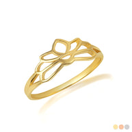 Gold Women's Lotus Flower Ring (Available in Yellow/Rose/White Gold)