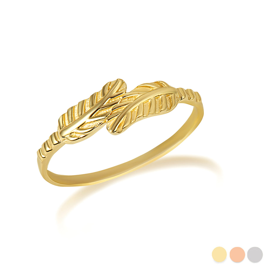 Gold Feather Wraparound Band Ring (Available in Yellow/Rose/White Gold)