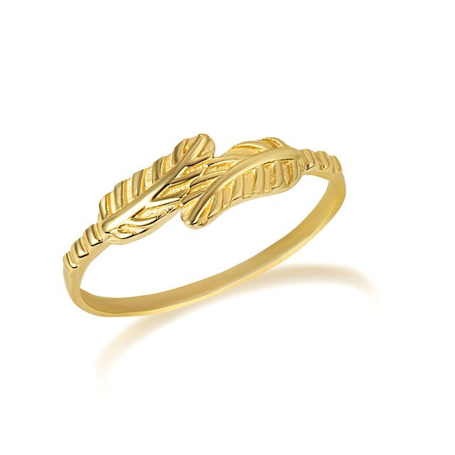 Gold Feather Wraparound Band Ring (Available in Yellow/Rose/White Gold)
