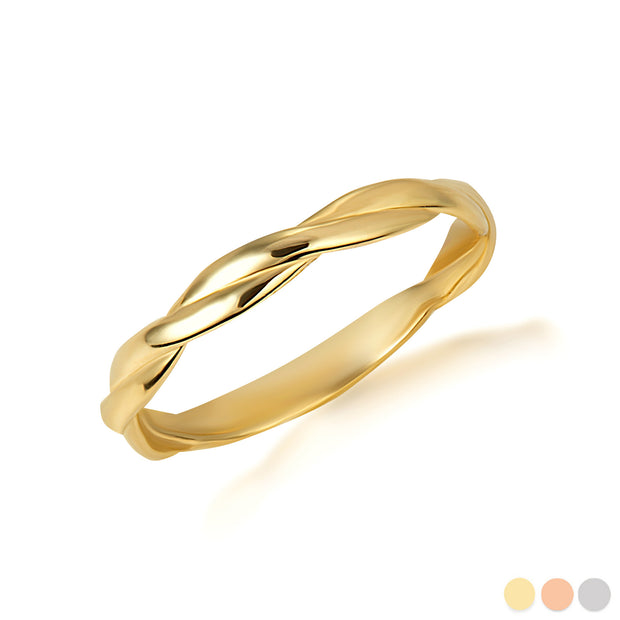 Gold Stackable Twist Eternity Ring (Available in Yellow/Rose/White Gold)