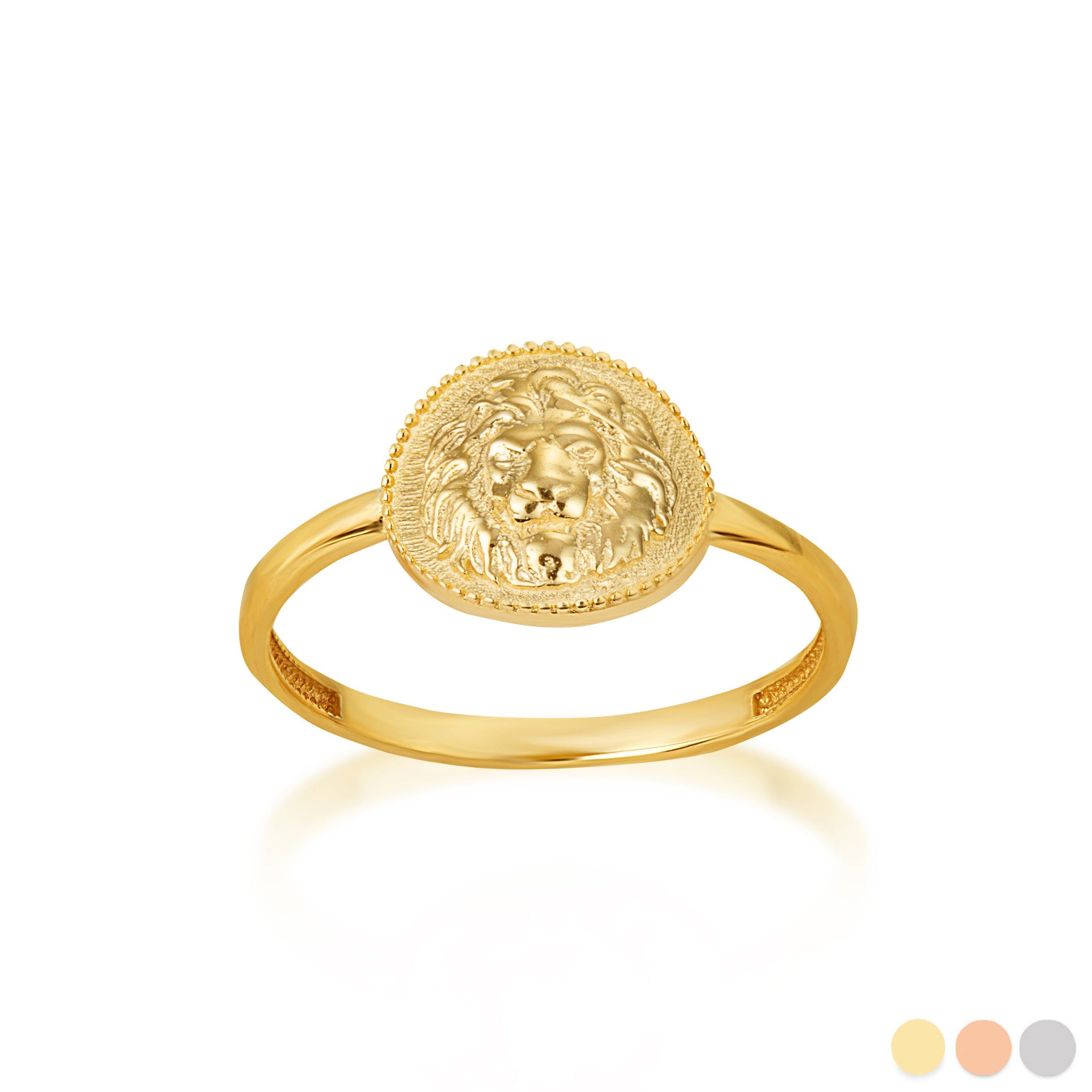 Gold Textured Lion Milgrain Statement Ring (Available in Yellow/Rose/White Gold)