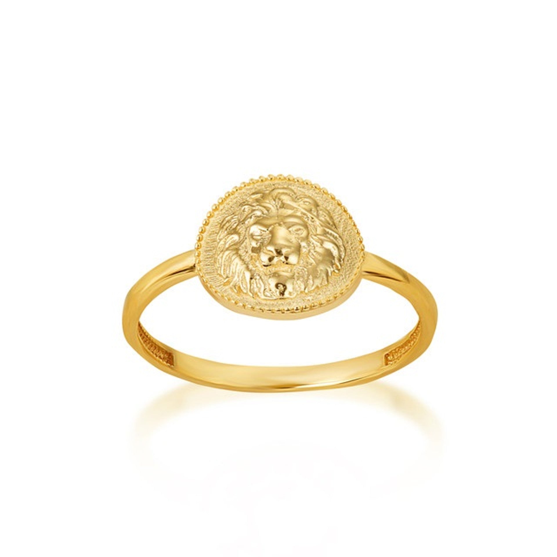 Gold Textured Lion Milgrain Statement Ring (Available in Yellow/Rose/White Gold)