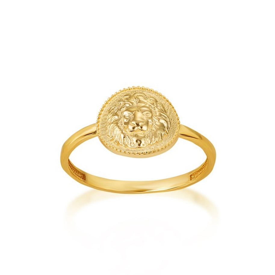 Gold Textured Lion Milgrain Statement Ring (Available in Yellow/Rose/White Gold)