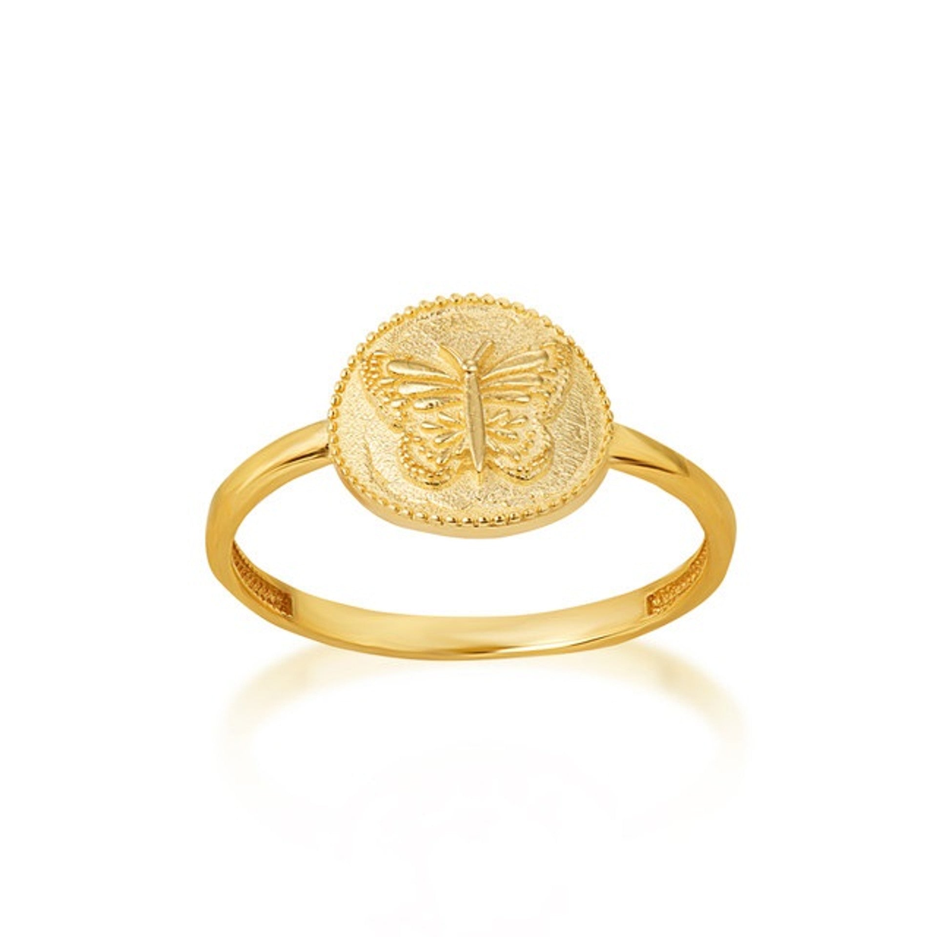 Gold Textured Butterfly Milgrain Statement Ring (Available in Yellow/Rose/White Gold)
