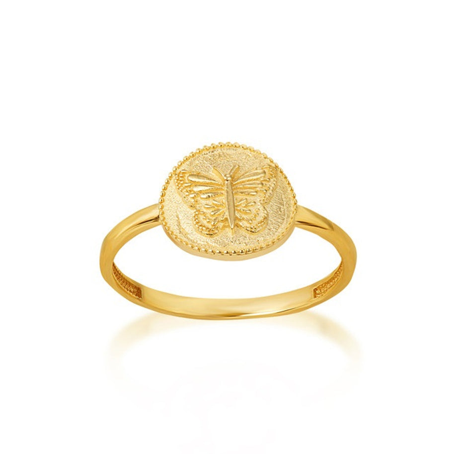 Gold Textured Butterfly Milgrain Statement Ring (Available in Yellow/Rose/White Gold)