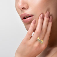 Gold Cubic Zirconia Bar Ring (Available in Yellow/Rose/White Gold)