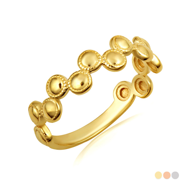 Gold Beaded Circle Bubble Band Ring (Available in Yellow/Rose/White Gold)