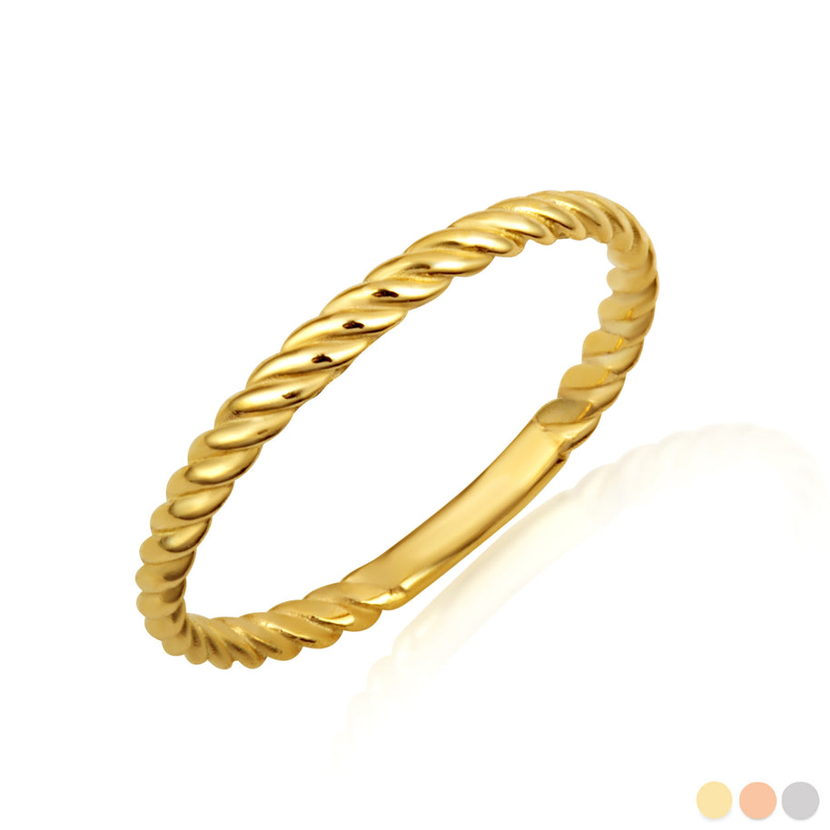 Gold Rope Twist Band Ring (Available in Yellow/Rose/White Gold)