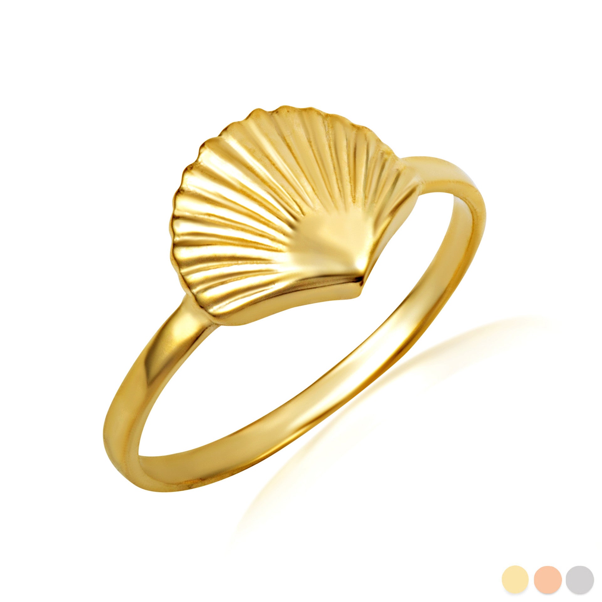 Gold Seashell Beach Ring (Available in Yellow/Rose/White Gold)