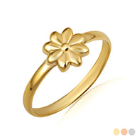 Gold Daisy Flower Ring (Available in Yellow/Rose/White Gold)