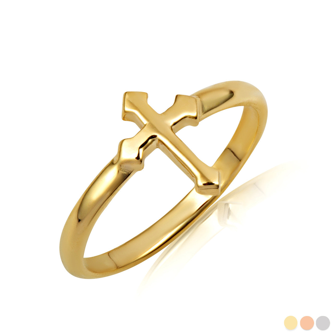 Gold Religious Cross Faith Ring (Available in Yellow/Rose/White Gold)