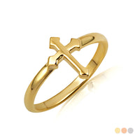 Gold Religious Cross Faith Ring (Available in Yellow/Rose/White Gold)
