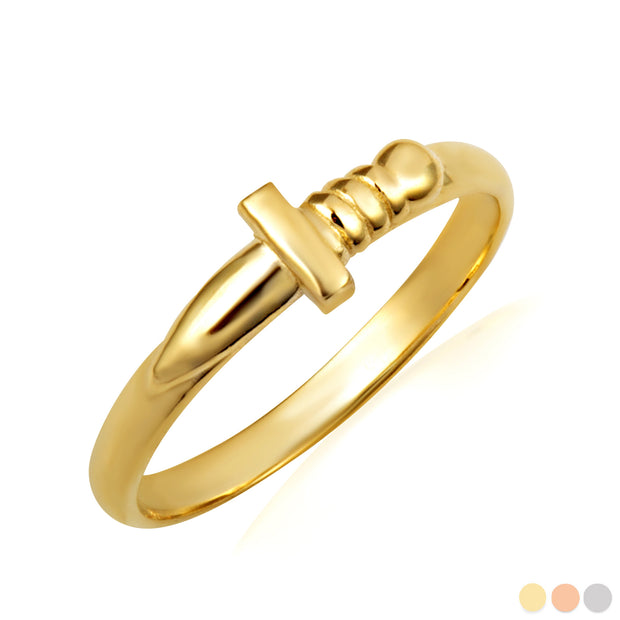 Gold Medieval Sword Dagger Ring (Available in Yellow/Rose/White Gold)