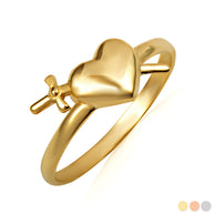 Gold Cross Sword Heart Ring (Available in Yellow/Rose/White Gold)