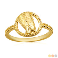 Gold Egyptian Queen Nefertiti Beaded Circle Ring (Available in Yellow/Rose/White Gold)