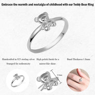 .925 Sterling Silver Teddy Bear Toy Ring