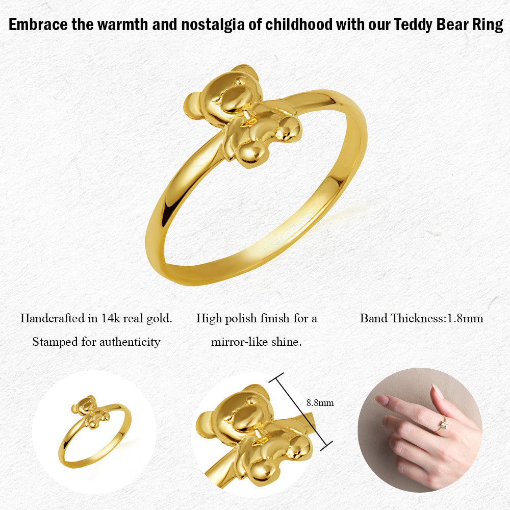 Gold Teddy Bear Toy Ring (Available in Yellow/Rose/White Gold)