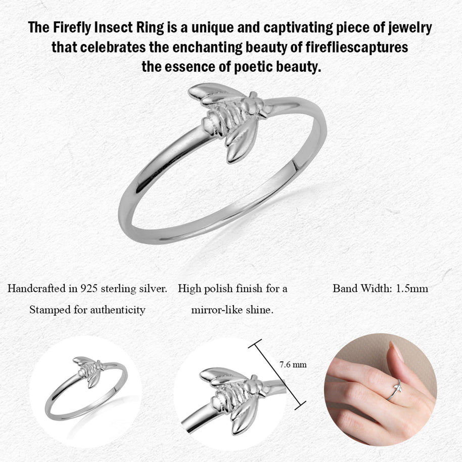 .925 Sterling Silver Firefly Ring